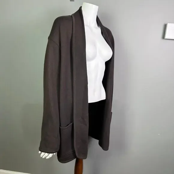 Escada sweater Medium minimalist cardigan brown Shawl‎ Scascata quiet luxury